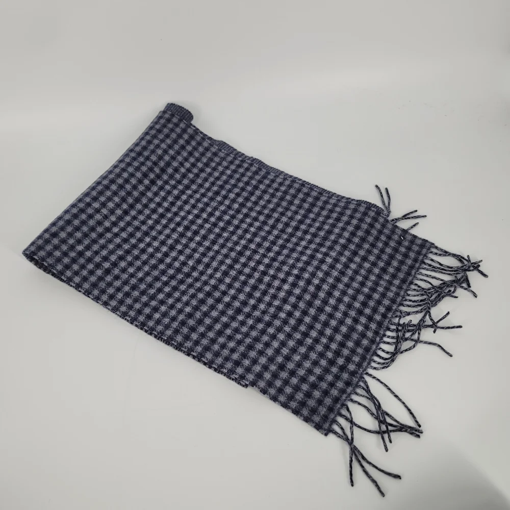 J. Crew 100% Cashmere Blue Double Sided Scarf with Fringe